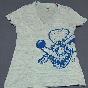 Bella Light Blue Graphic V-Neck Top